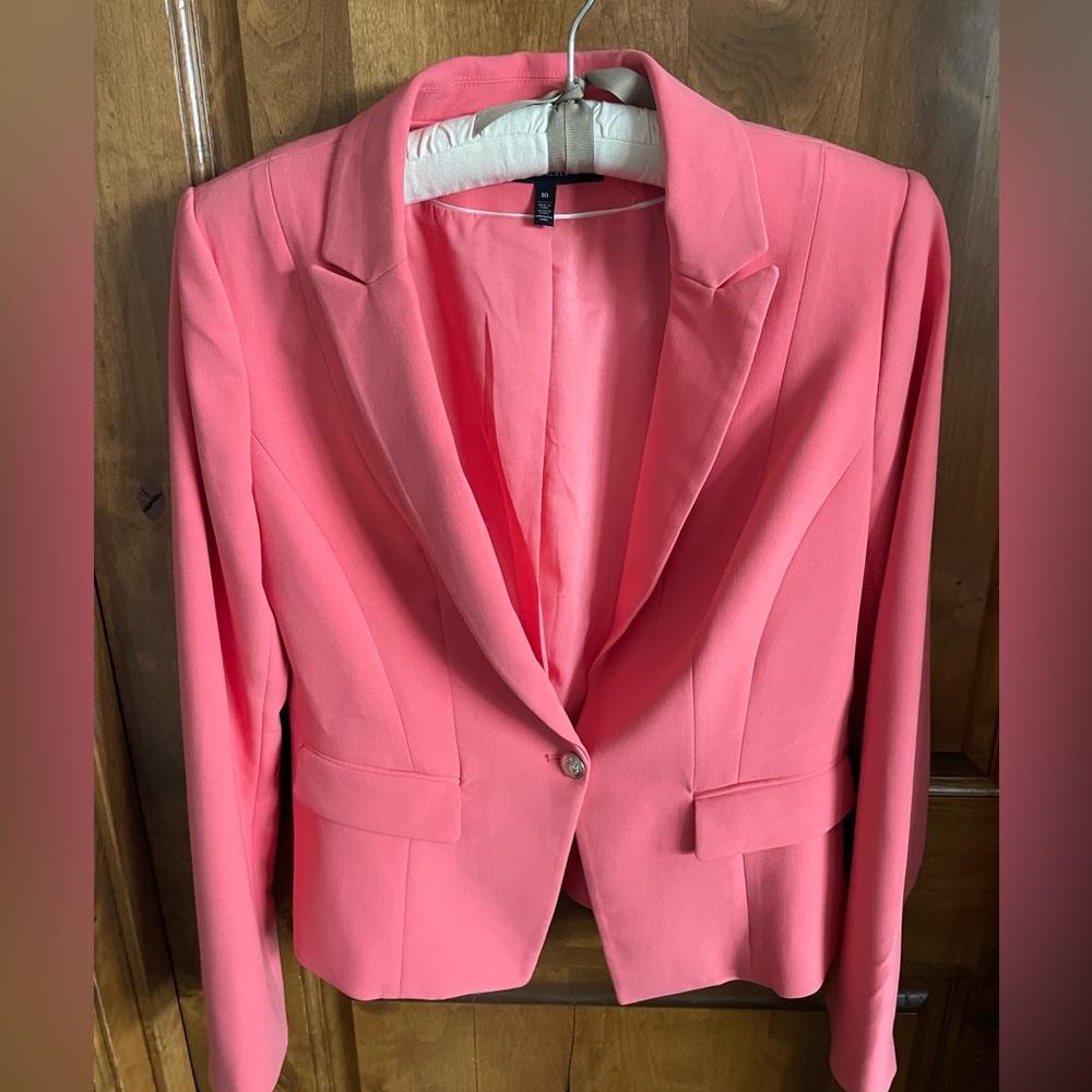 White House Black Market Bright Coral Blazer Size 10
